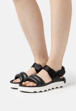 Sorel Viibe- Platform Sandals - Black/Sea Salt