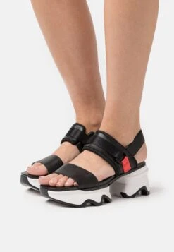 Sorel Kinetic Impact Heel Slingback - Platform Sandals - Black/Sea Salt