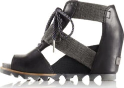 Sorel Joanie Lace Wedge Sandals - Women's|-|Sandales Compensées à Lacets Joanie Femme -Sorel Sales Store SRL 1662511 7EBlack 20 20Dark 20Fog 7ESide