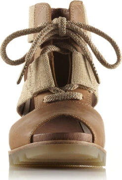Sorel Joanie Lace Wedge Sandals - Women's|-|Sandales Compensées à Lacets Joanie Femme -Sorel Sales Store SRL 1662511 7ECurry 20 20British 7EFront