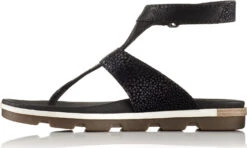 Sorel Torpeda Ankle Strap Full Grain Leather And Suede Sandals - Women's|-|Sandales à Sangle Torpeda En Cuir Pleine Fleur Et Suède Femme -Sorel Sales Store SRL 1721451 7EBlack 20 20White 7ELeft 20Side