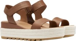 Sorel Cameron Flatform Wedge Sandals - Women's|-|Sandales Compensées à Plateforme Cameron - Femme -Sorel Sales Store SRL 1999471 7E 7EFront 20Velvet 20Tan 20 20Chalk